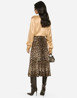 Leopard-print cady circle skirt