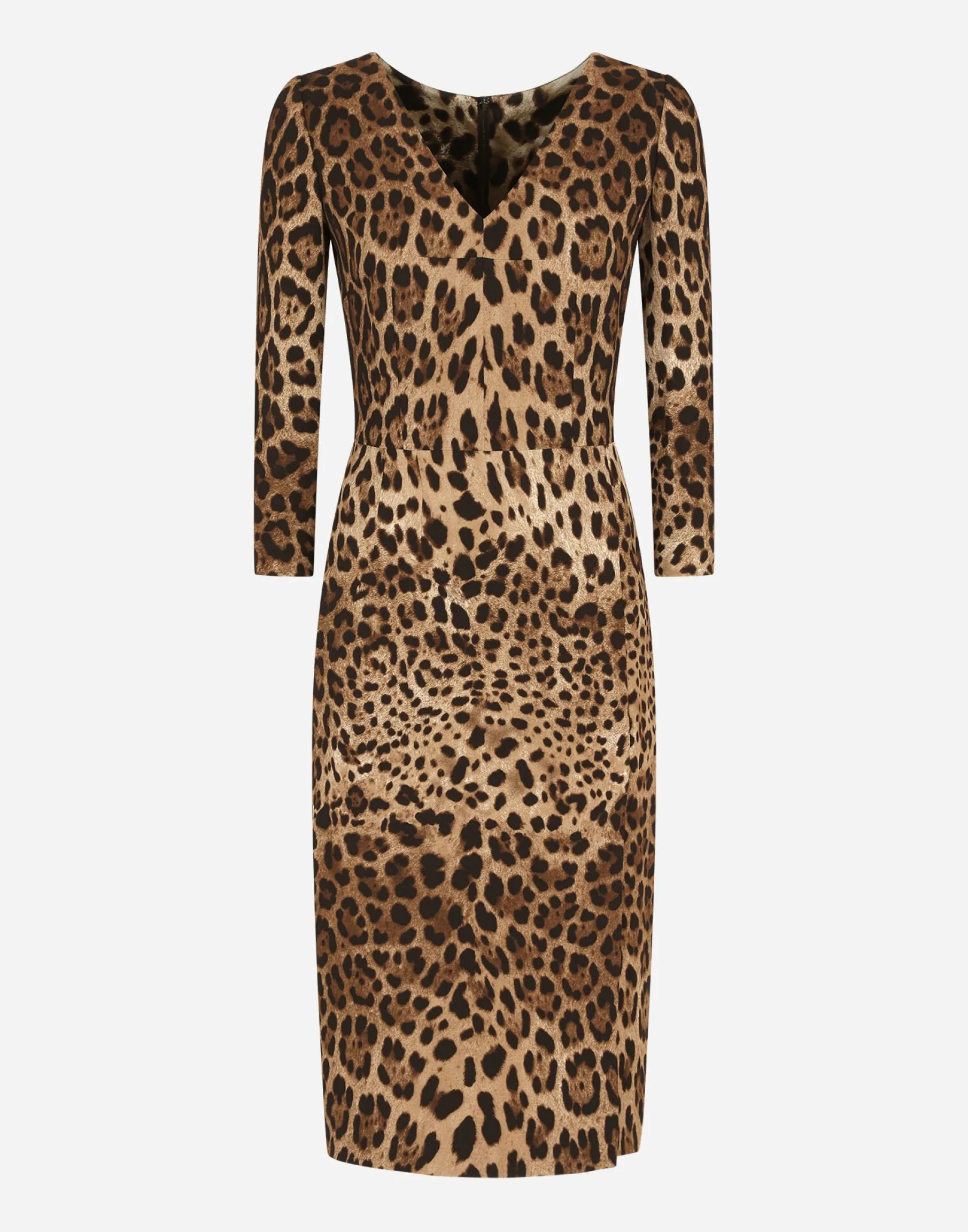 Leopard-print cady midi dress