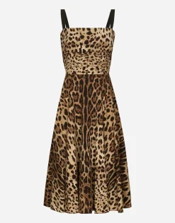 Leopard-print cady wrap dress