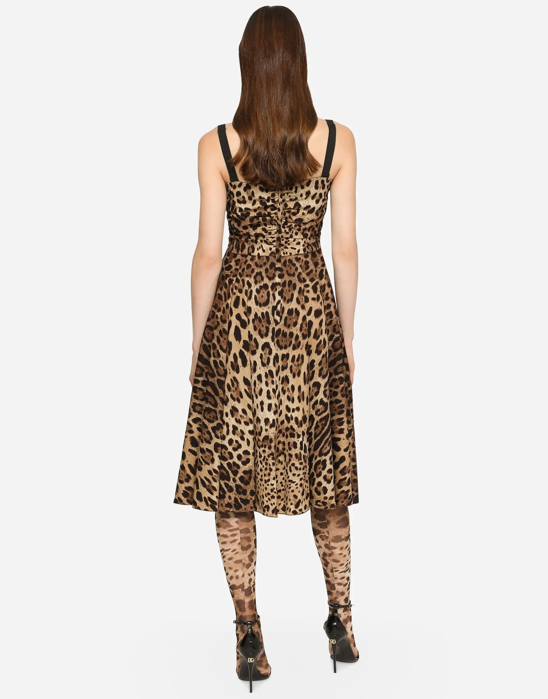 Leopard-print cady wrap dress