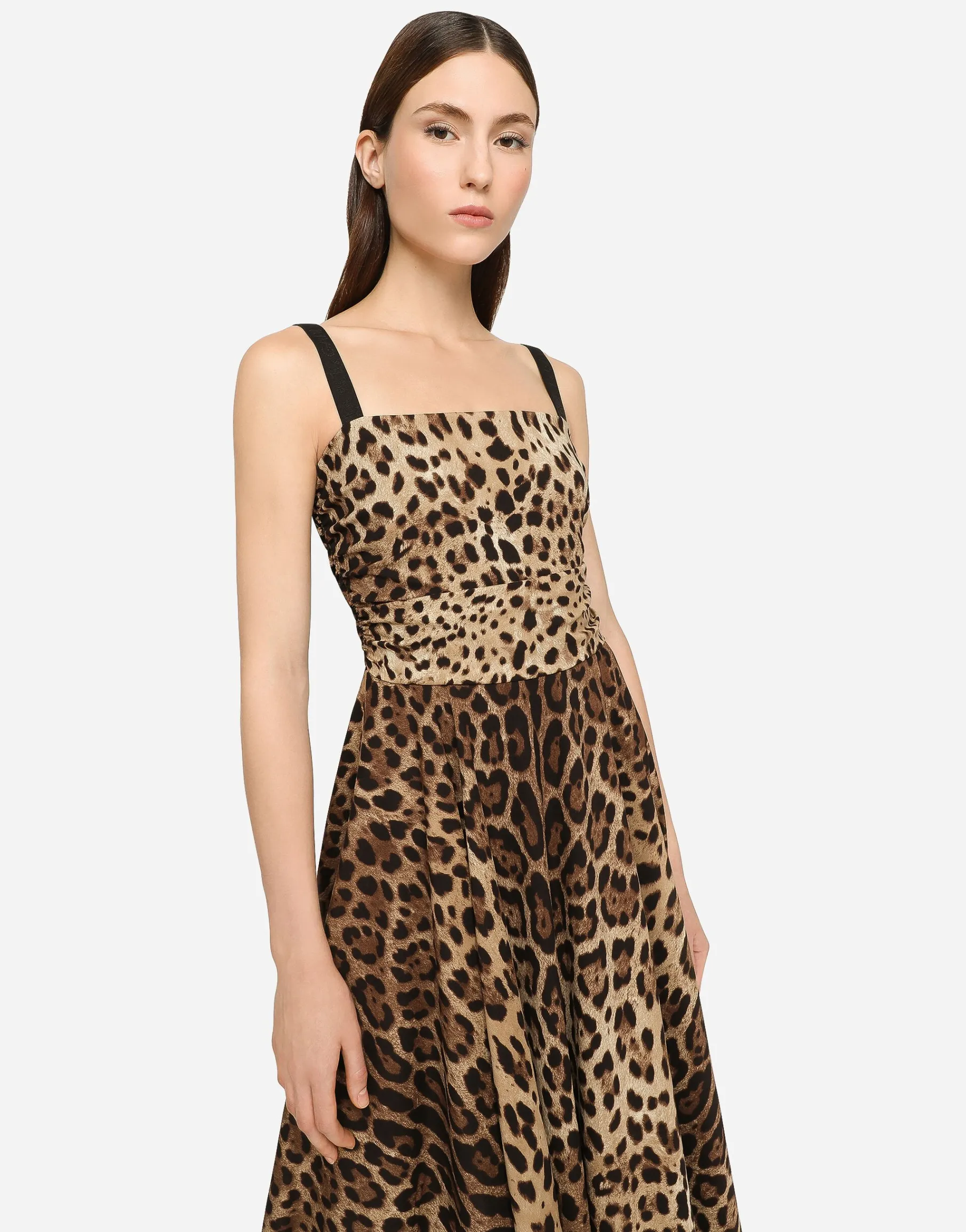 Leopard-print cady wrap dress