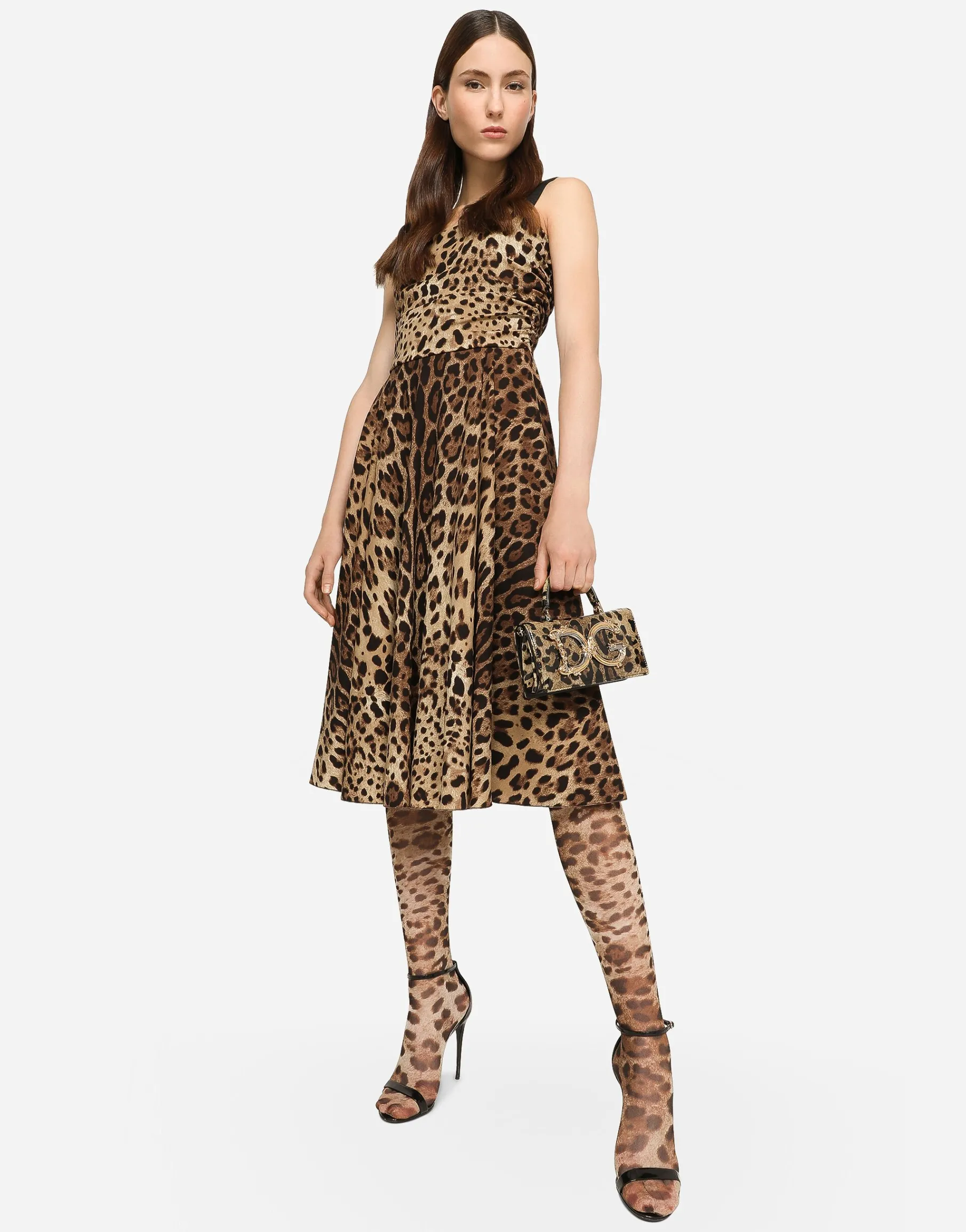 Leopard-print cady wrap dress