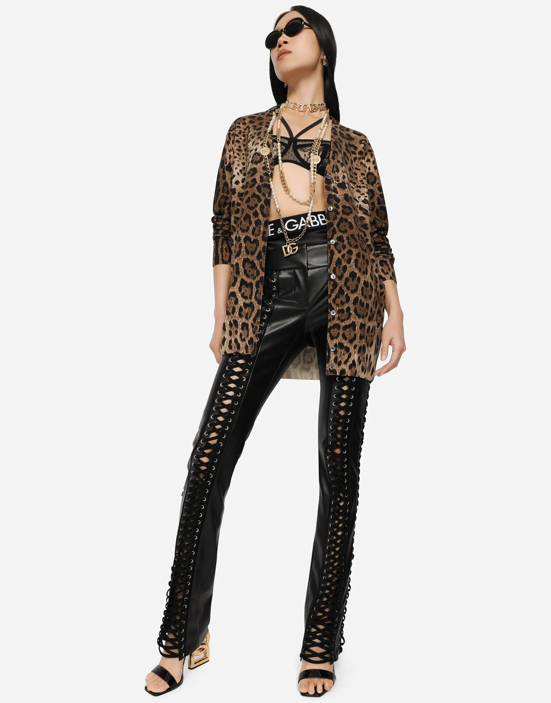 Leopard-print cashmere cardigan