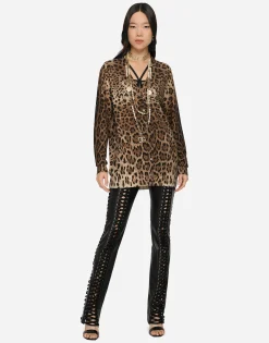 Leopard-print cashmere cardigan
