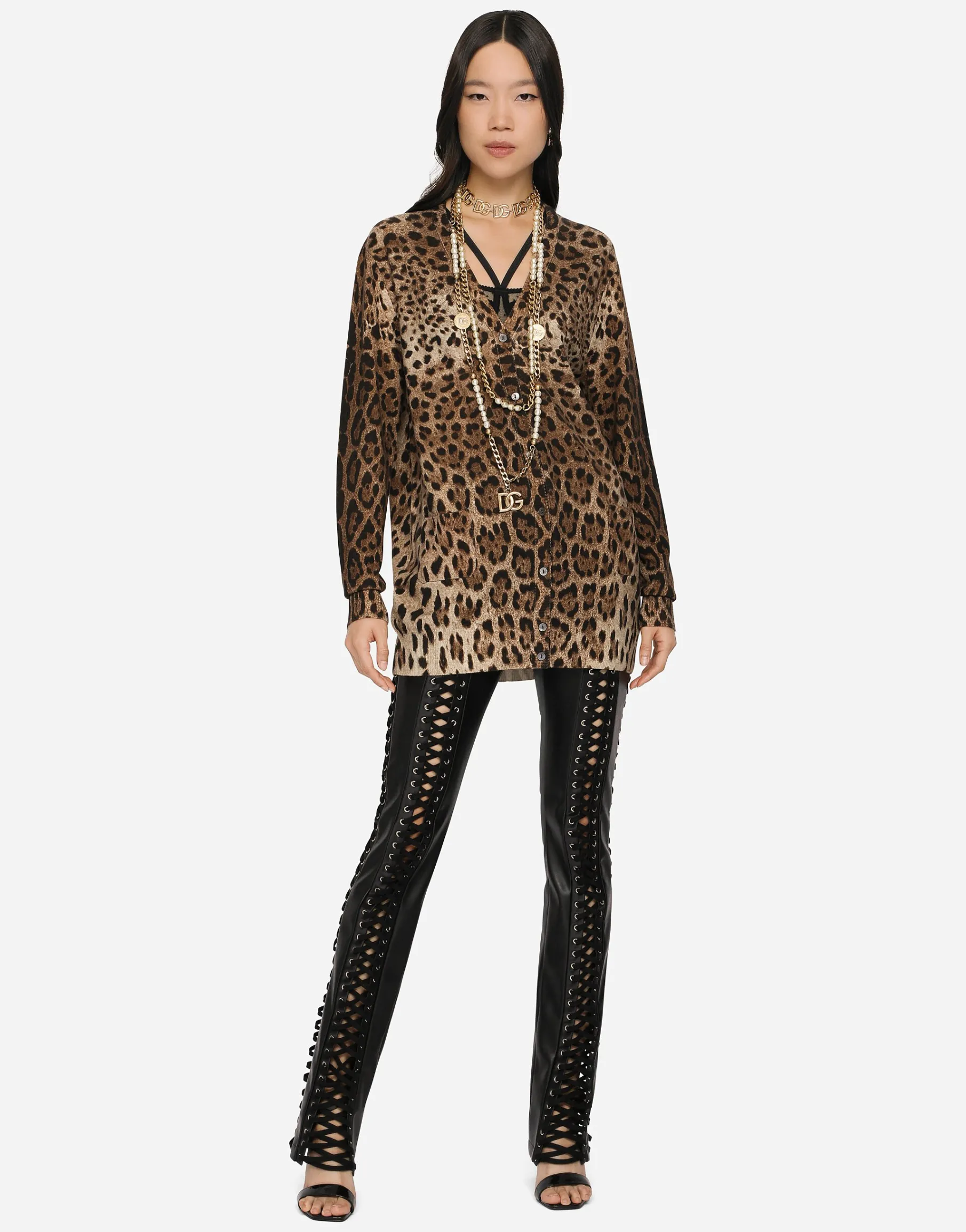 Leopard-print cashmere cardigan