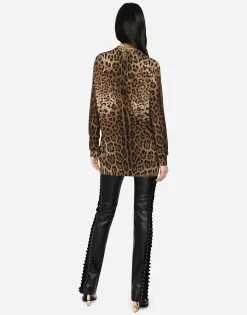 Leopard-print cashmere cardigan