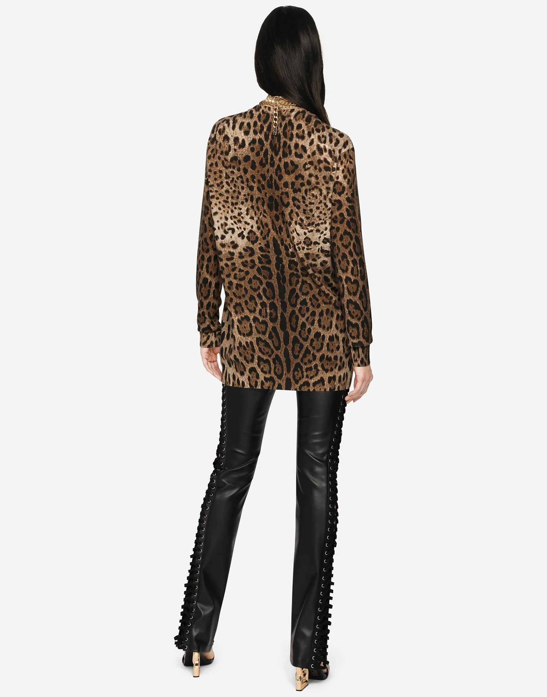 Leopard-print cashmere cardigan