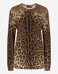 Leopard-print cashmere sweater