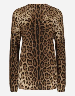 Leopard-print cashmere sweater