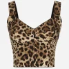 Leopard-print charmeuse bustier top