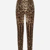 Leopard-print charmeuse leggings