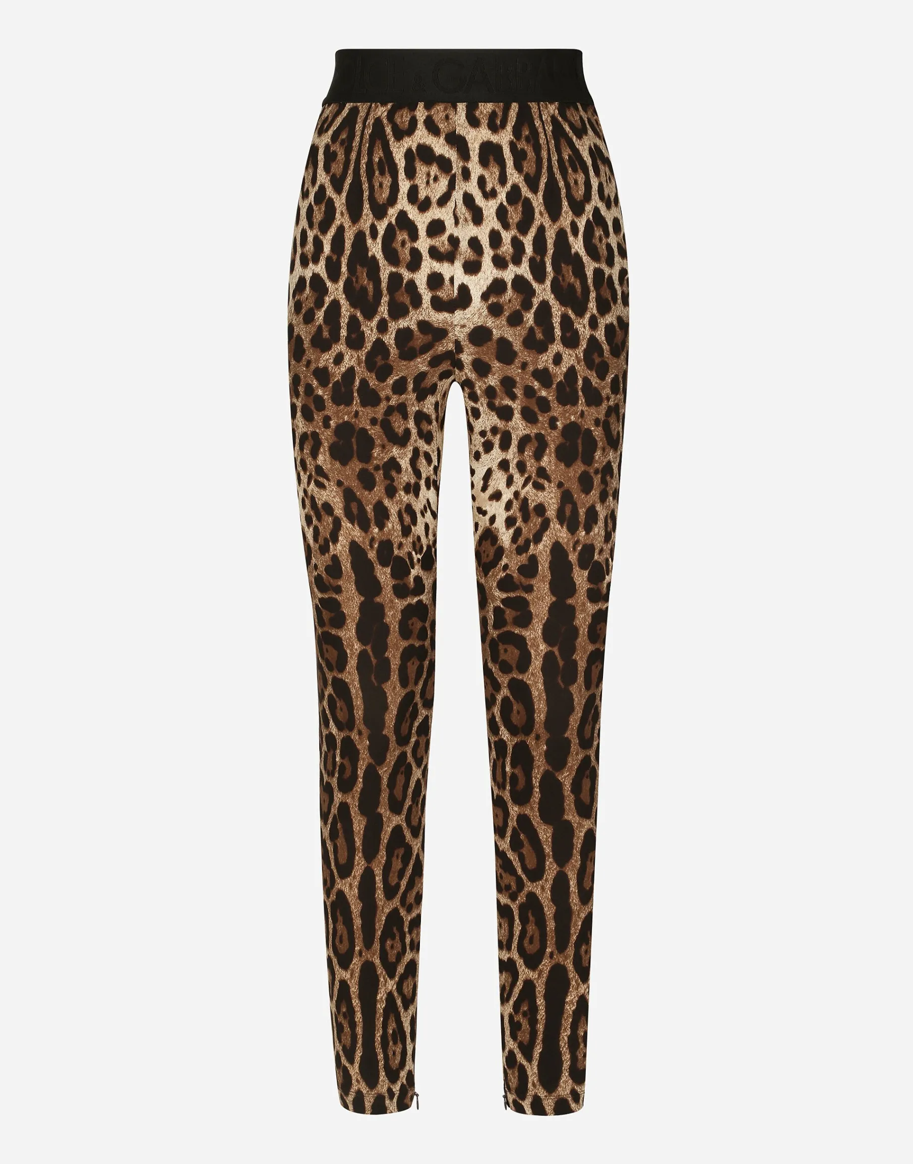 Leopard-print charmeuse leggings