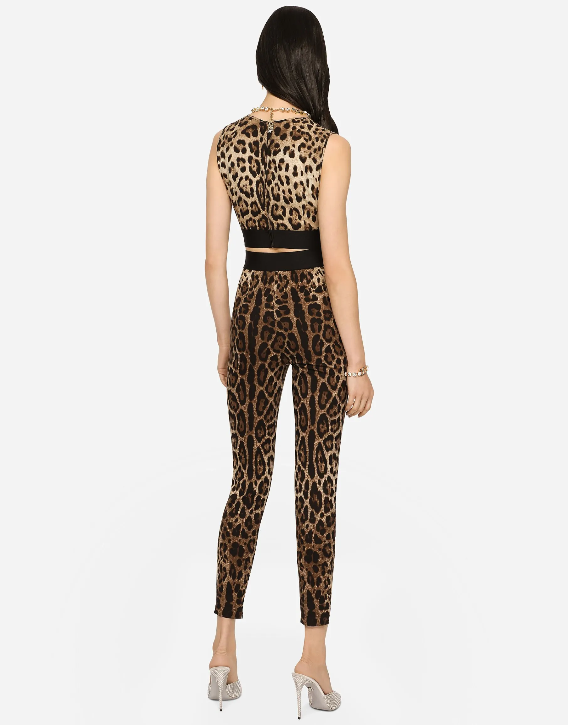 Leopard-print charmeuse leggings
