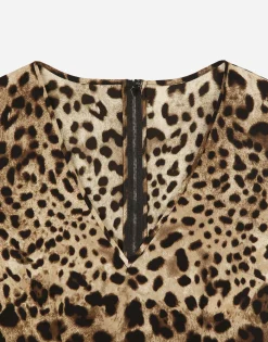 Leopard-print charmeuse top