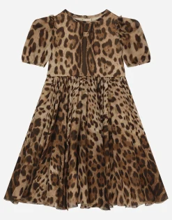 Leopard-print chiffon midi dress