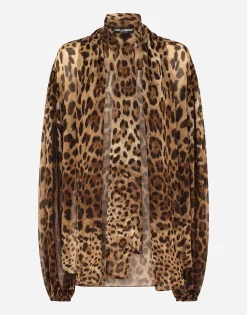 Leopard-print chiffon shirt