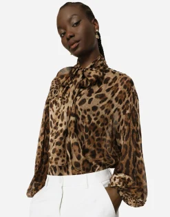 Leopard-print chiffon shirt