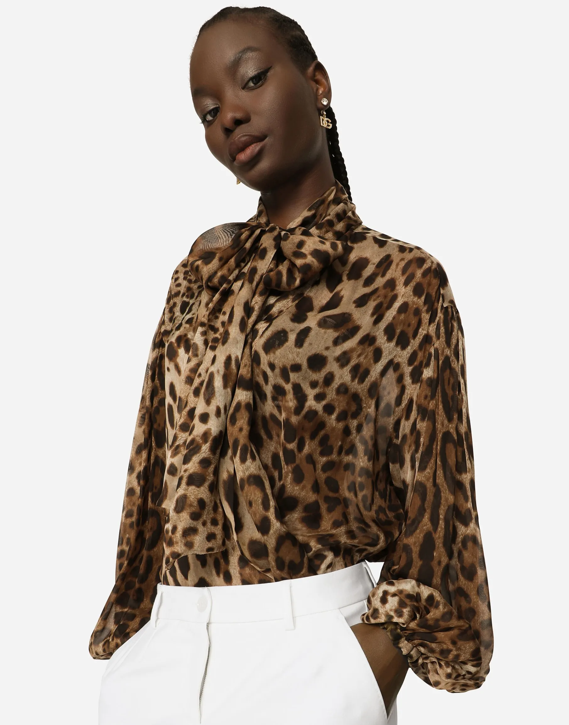 Leopard-print chiffon shirt