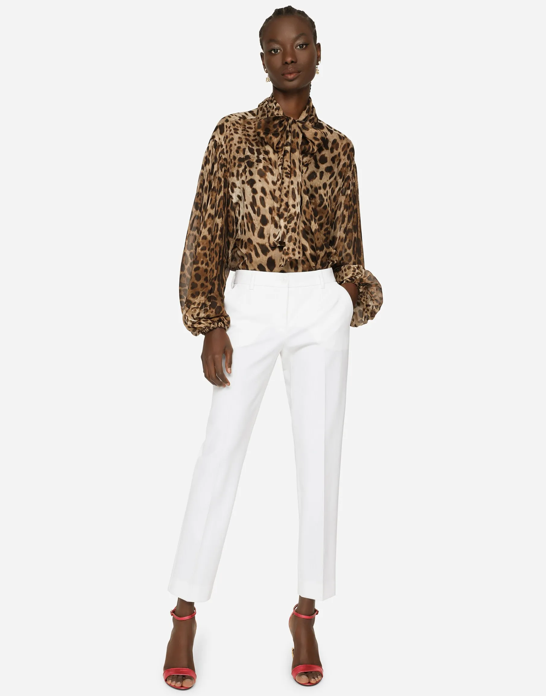 Leopard-print chiffon shirt