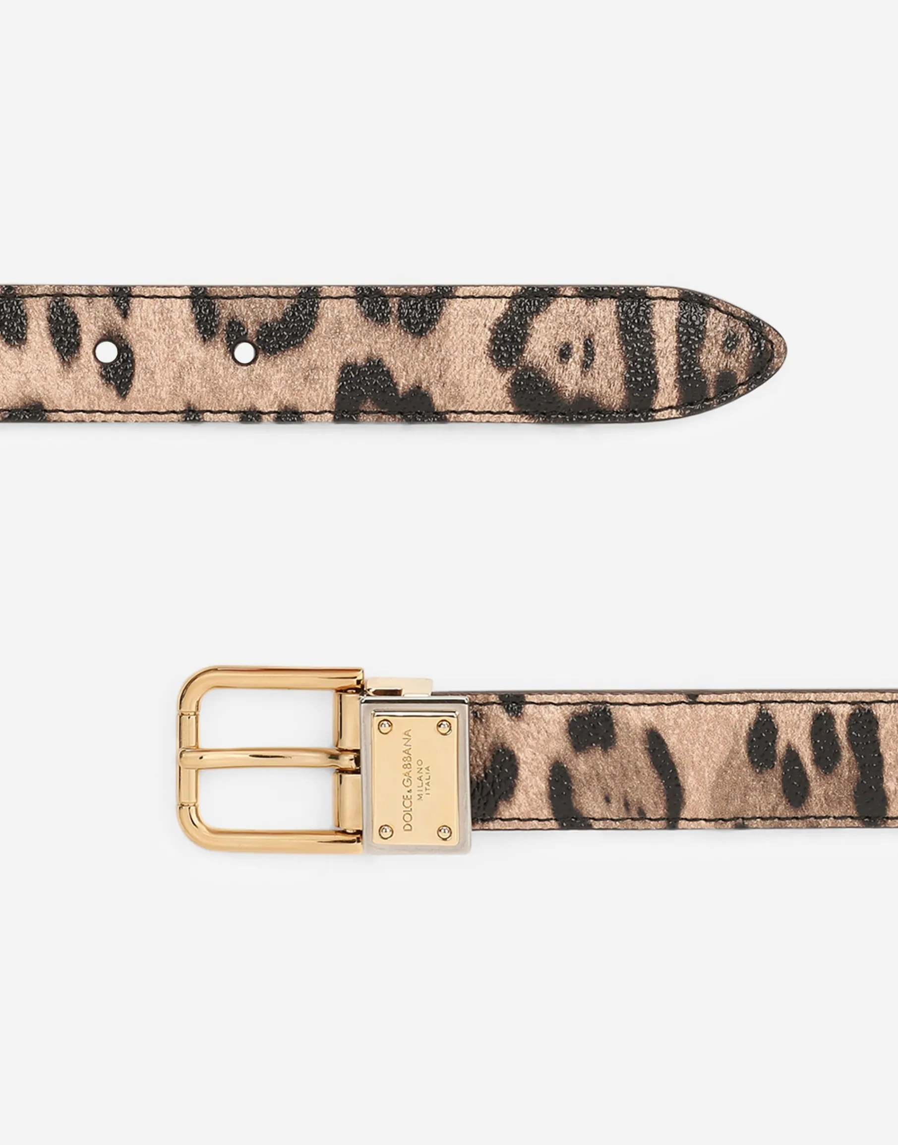 Leopard-print Crespo belt with branded plate