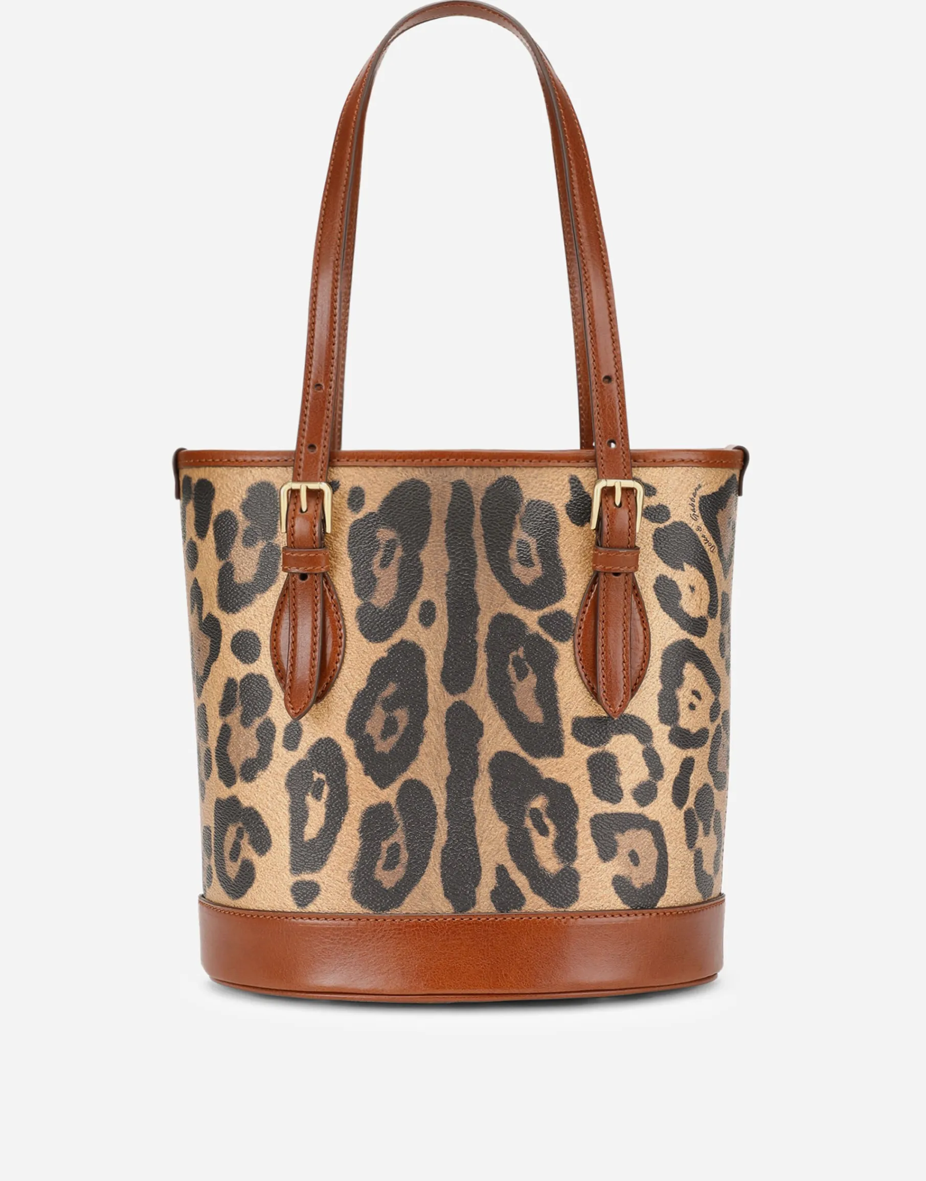 Leopard-print Crespo bucket bag with branded plate
