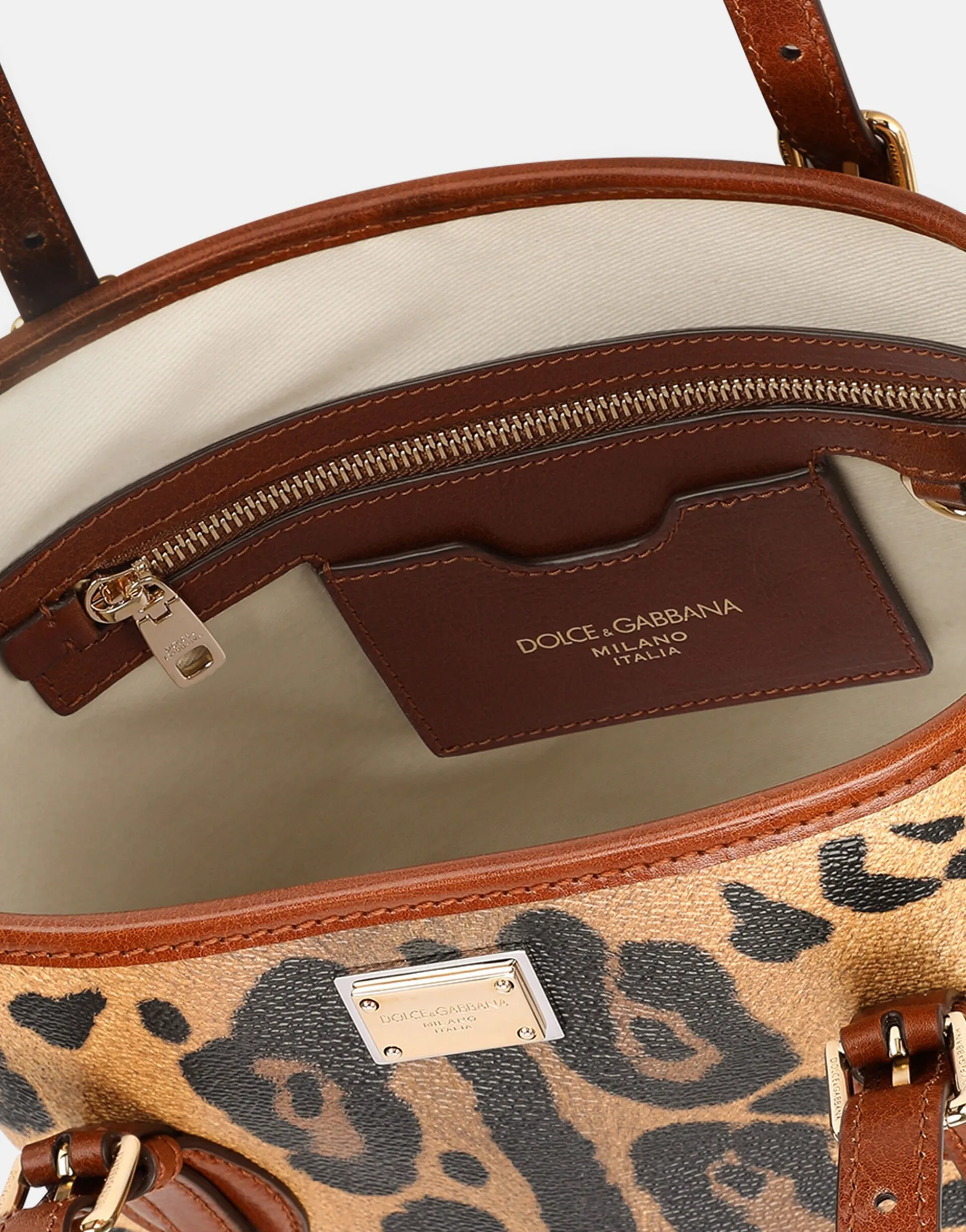 Leopard-print Crespo bucket bag with branded plate
