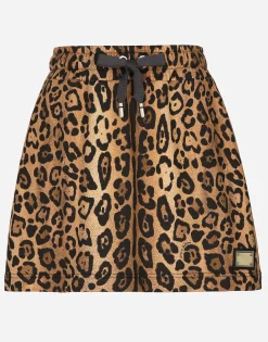 Leopard-print Crespo fleece miniskirt