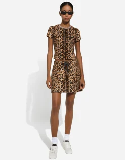 Leopard-print Crespo fleece miniskirt