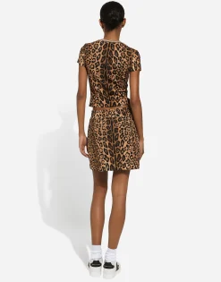 Leopard-print Crespo fleece miniskirt