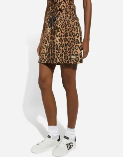 Leopard-print Crespo fleece miniskirt