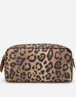 Leopard-print Crespo toiletry bag with branded plate