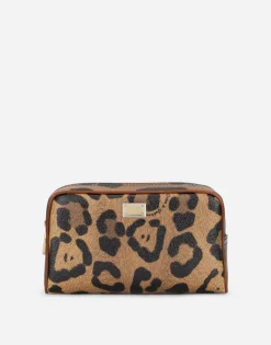 Leopard-print Crespo toiletry bag with branded plate