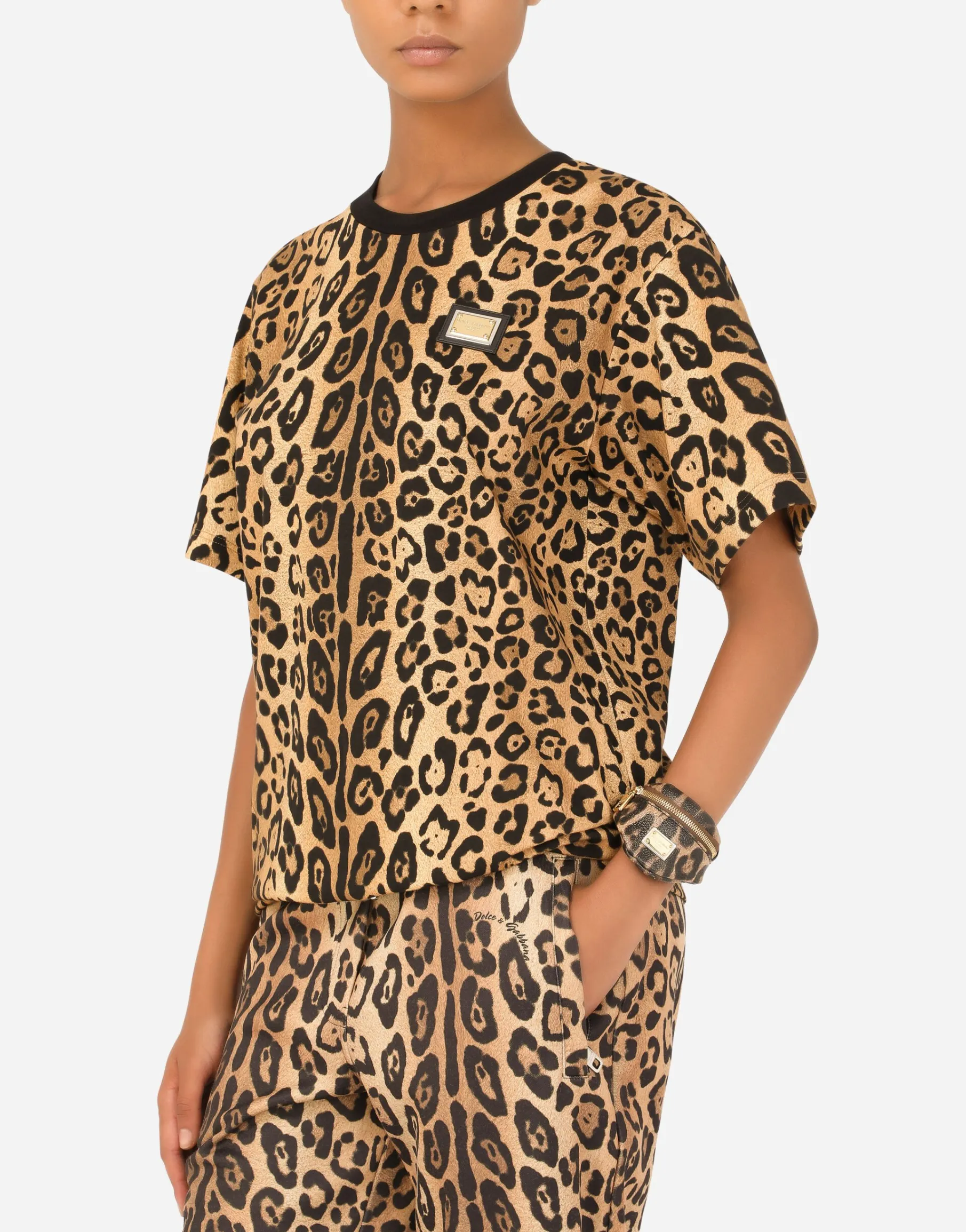 Leopard-print Crespo toiletry bag with branded plate