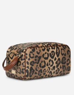 Leopard-print Crespo toiletry bag with branded plate