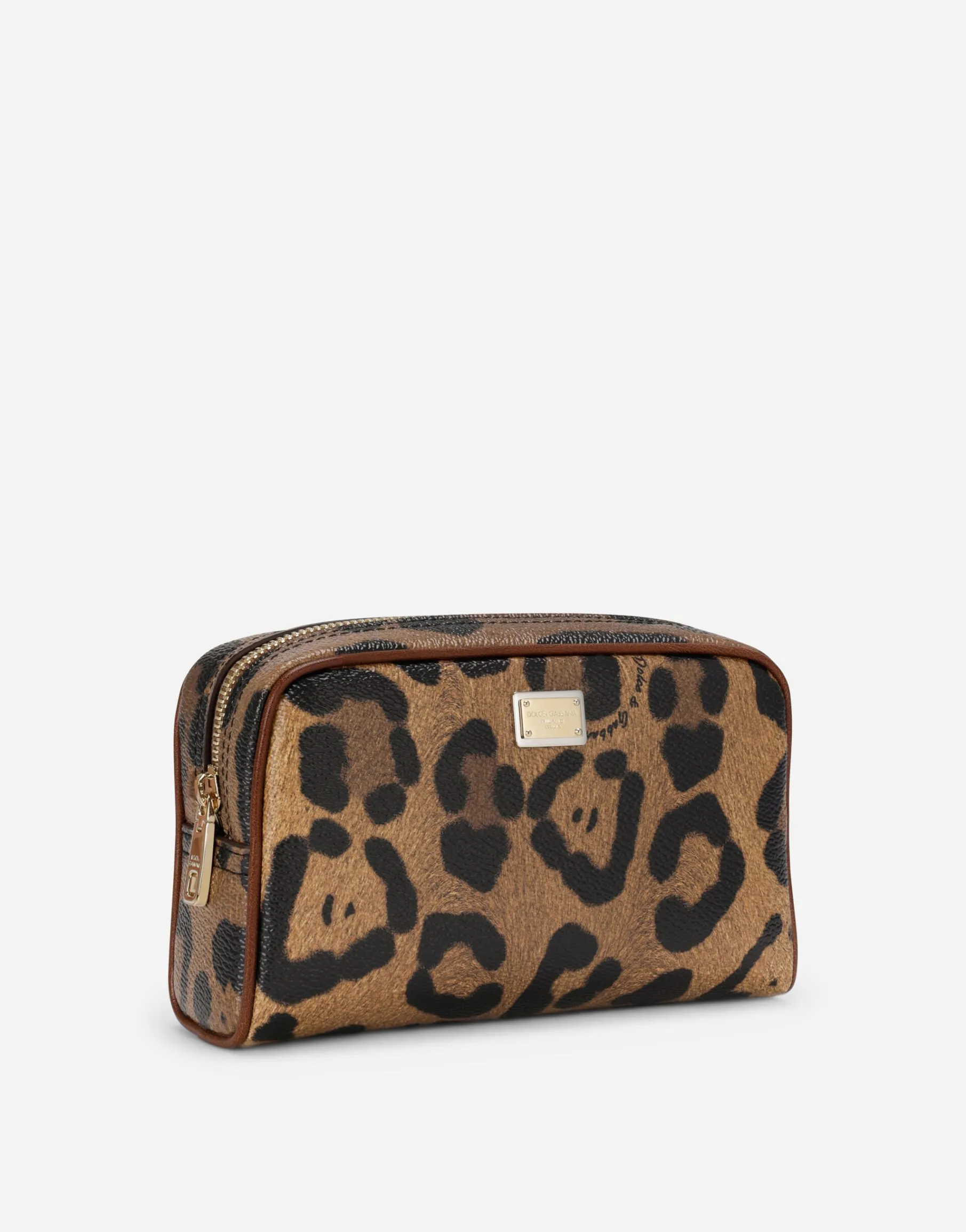 Leopard-print Crespo toiletry bag with branded plate