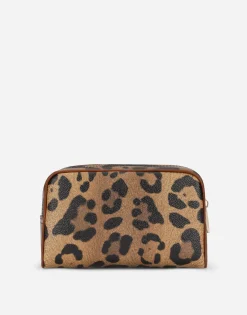 Leopard-print Crespo toiletry bag with branded plate