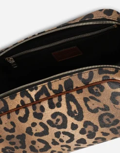 Leopard-print Crespo toiletry bag with branded plate