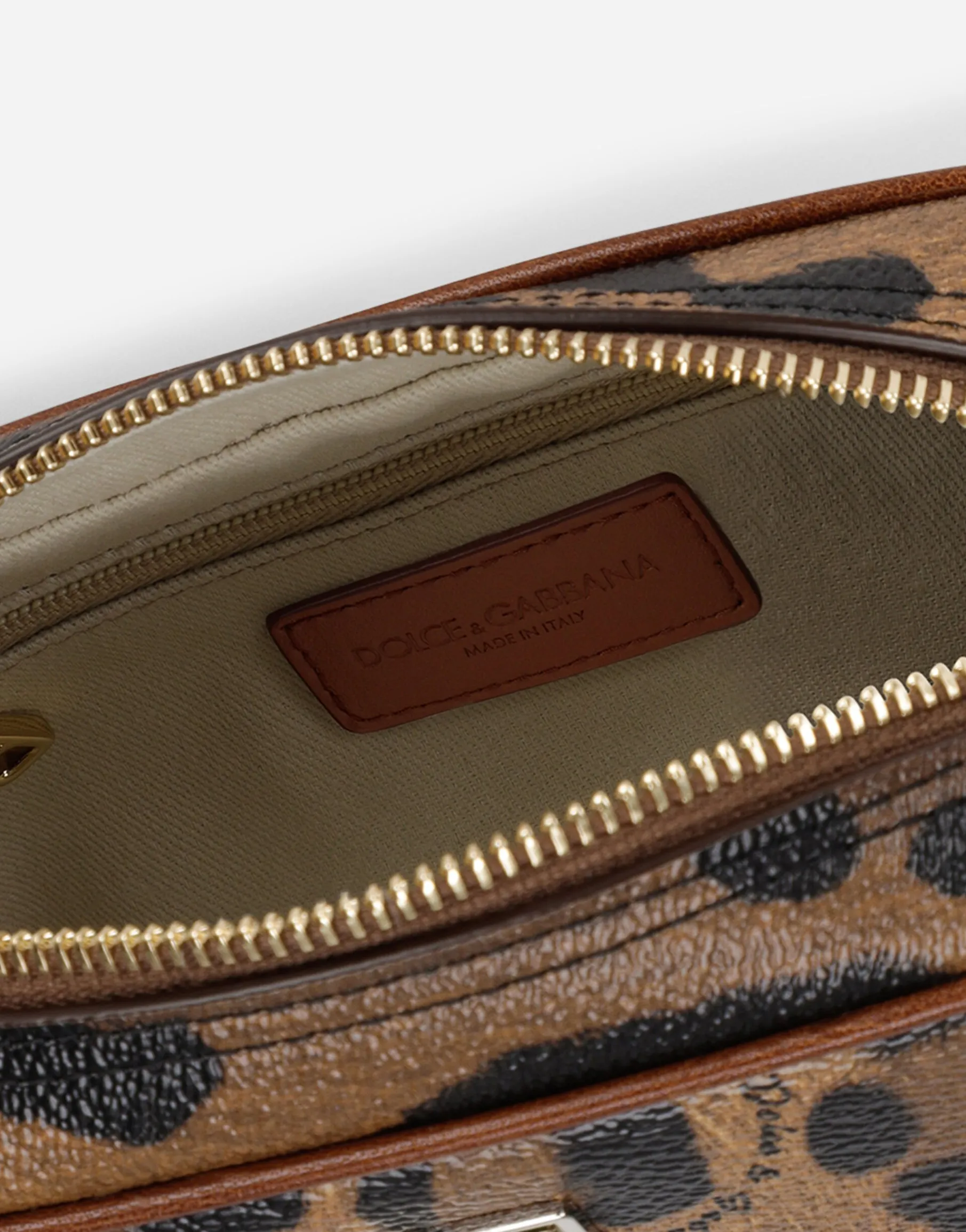Leopard-print Crespo toiletry bag with branded plate