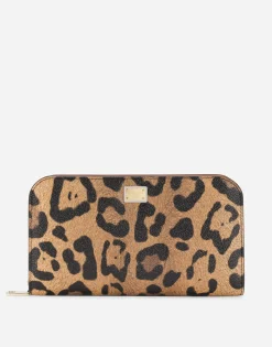 Leopard-print Crespo zip-around wallet with branded plate