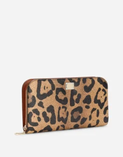 Leopard-print Crespo zip-around wallet with branded plate
