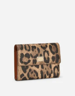 Leopard-print Crespo zip-around wallet with branded plate