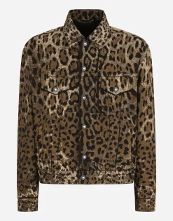 Leopard-print denim jacket