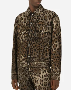 Leopard-print denim jacket