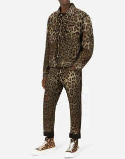 Leopard-print denim jacket