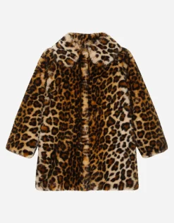 Leopard-print faux fur coat