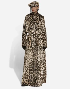 Leopard-print goatskin flat cap with veil