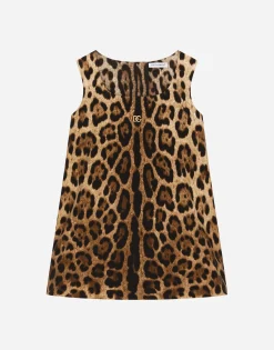 Leopard-print interlock midi dress