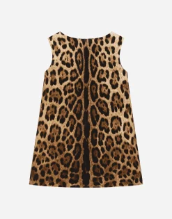 Leopard-print interlock midi dress