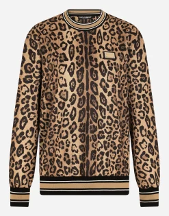 Leopard-print jersey sweatshirt