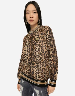 Leopard-print jersey sweatshirt